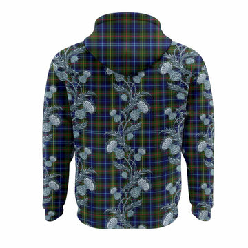 Smith Tartan Hoodie Seamless Scottish Thistle Flowers