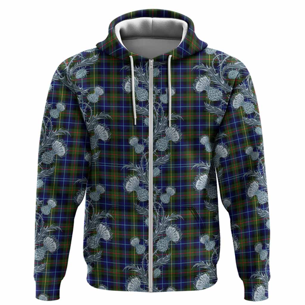 Smith Tartan Hoodie Seamless Scottish Thistle Flowers