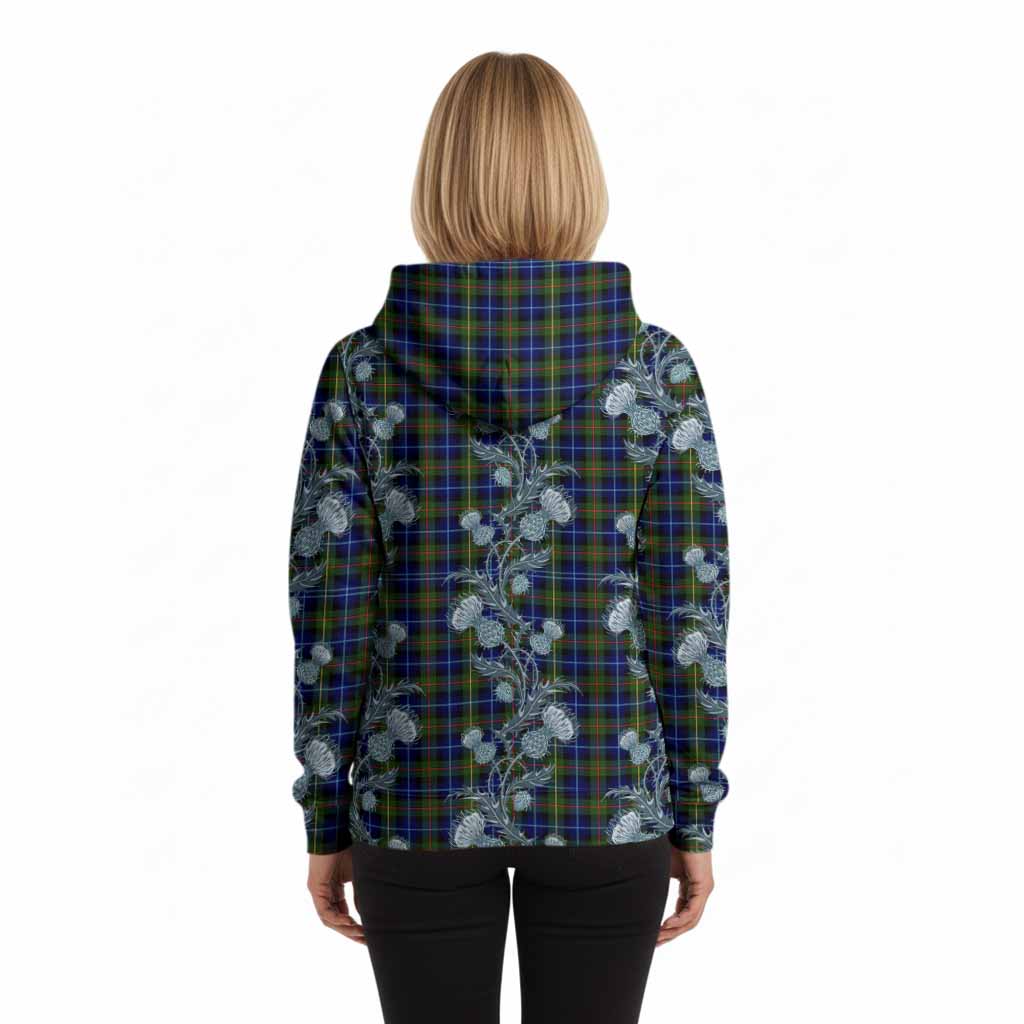 Smith Tartan Hoodie Seamless Scottish Thistle Flowers