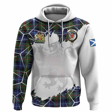 Smith Tartan Hoodie with Family Crest and Lion Rampant Grunge Style