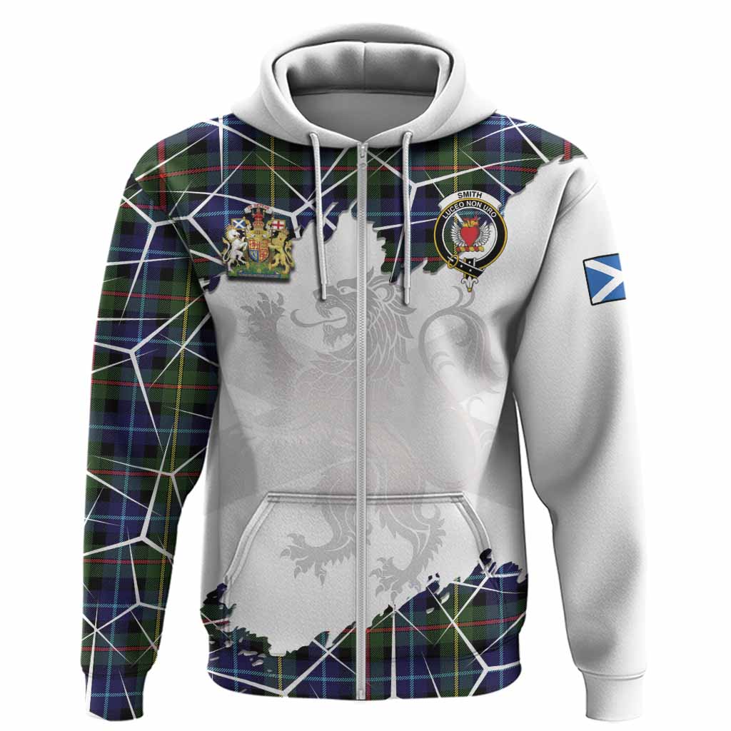 Smith Tartan Hoodie with Family Crest and Lion Rampant Grunge Style