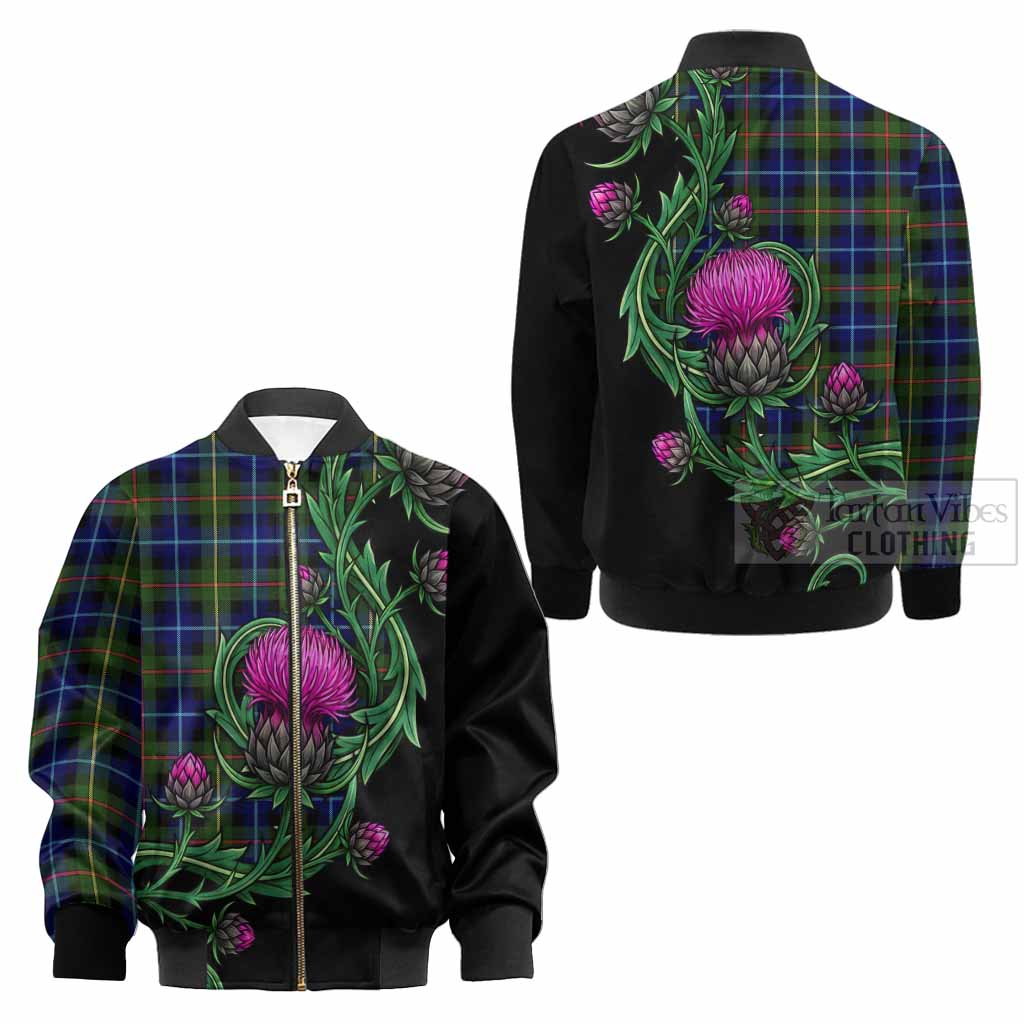 Smith Tartan Kid Bomber Jacket Resilient Scottish Thistle - Tartan Vibes Clothing