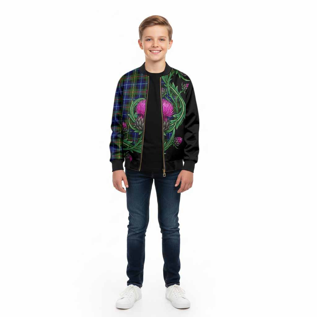 Smith Tartan Kid Bomber Jacket Resilient Scottish Thistle - Tartan Vibes Clothing