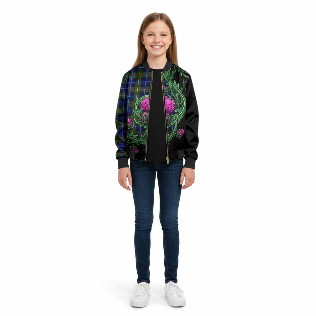 Smith Tartan Kid Bomber Jacket Resilient Scottish Thistle - Tartan Vibes Clothing