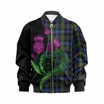 Smith Tartan Kid Bomber Jacket Traditional Scottish Thistle