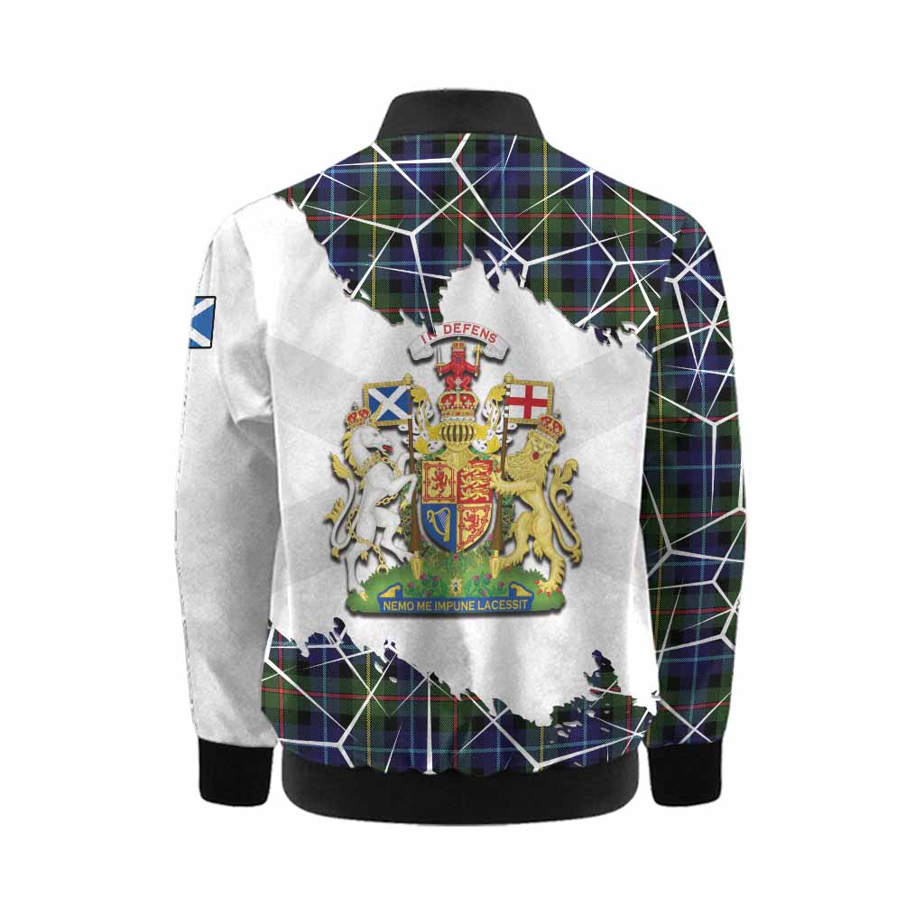 Smith Tartan Kid Bomber Jacket with Family Crest and Lion Rampant Grunge Style