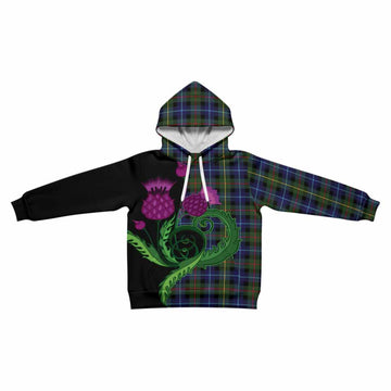 Smith Tartan Kid Hoodie Traditional Scottish Thistle
