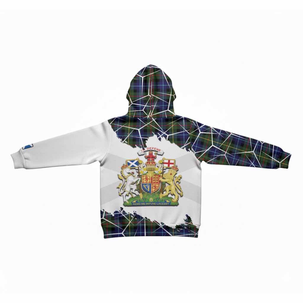 Smith Tartan Kid Hoodie with Family Crest and Lion Rampant Grunge Style