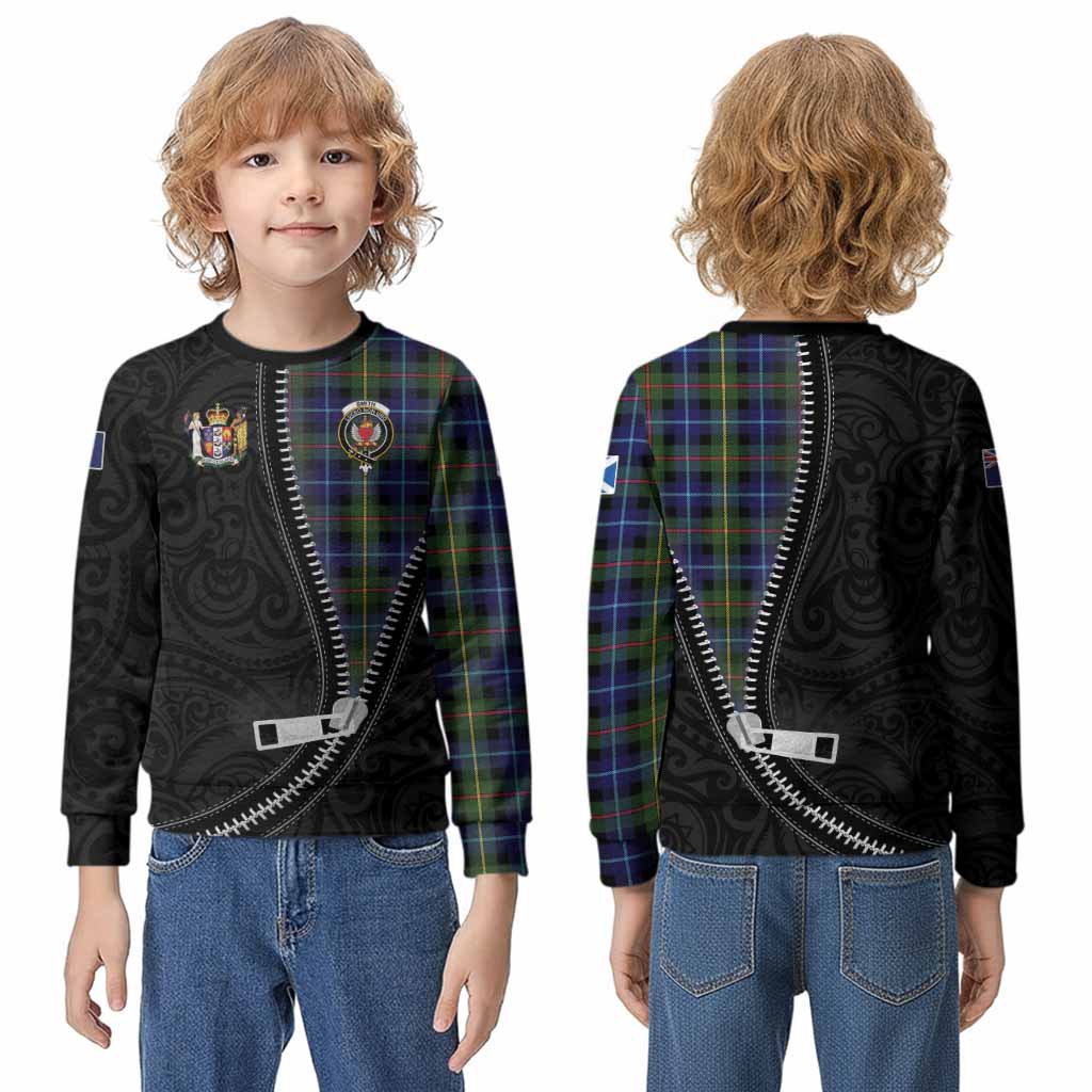 Smith Tartan Kid Knitted Sweatshirt New Zealand Pattern Unique Zipper Stylized