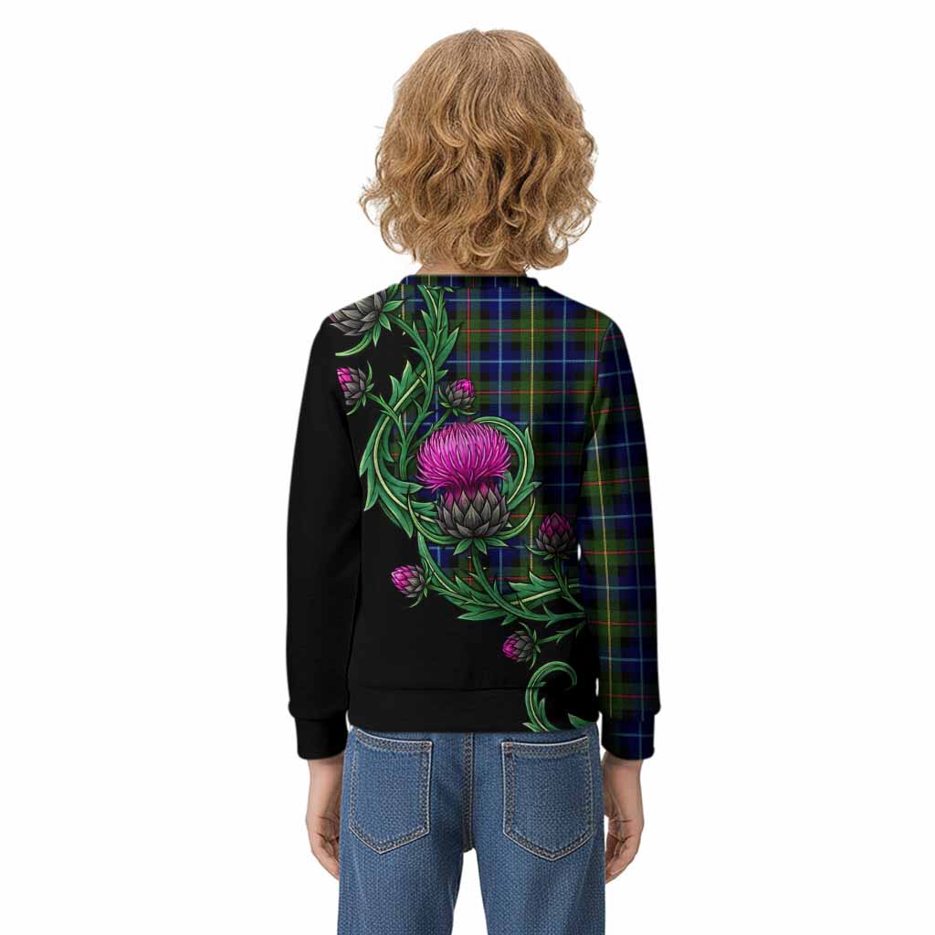 Smith Tartan Kid Knitted Sweatshirt Resilient Scottish Thistle - Tartan Vibes Clothing