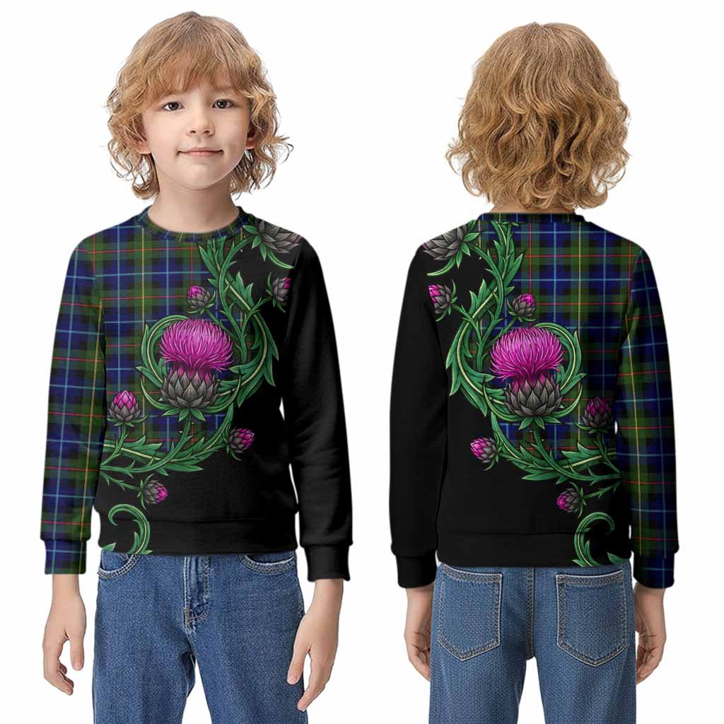 Smith Tartan Kid Knitted Sweatshirt Resilient Scottish Thistle - Tartan Vibes Clothing