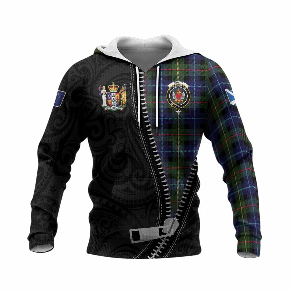 Smith Tartan Knitted Hoodie New Zealand Pattern Unique Zipper Stylized