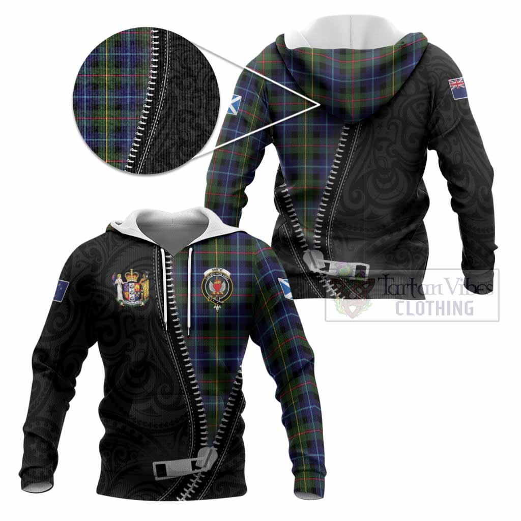 Smith Tartan Knitted Hoodie New Zealand Pattern Unique Zipper Stylized