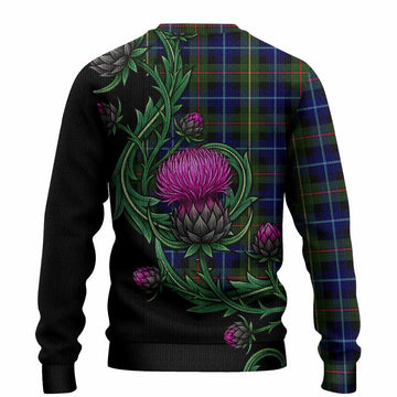 Smith Tartan Knitted Sweater Resilient Scottish Thistle - Tartan Vibes Clothing