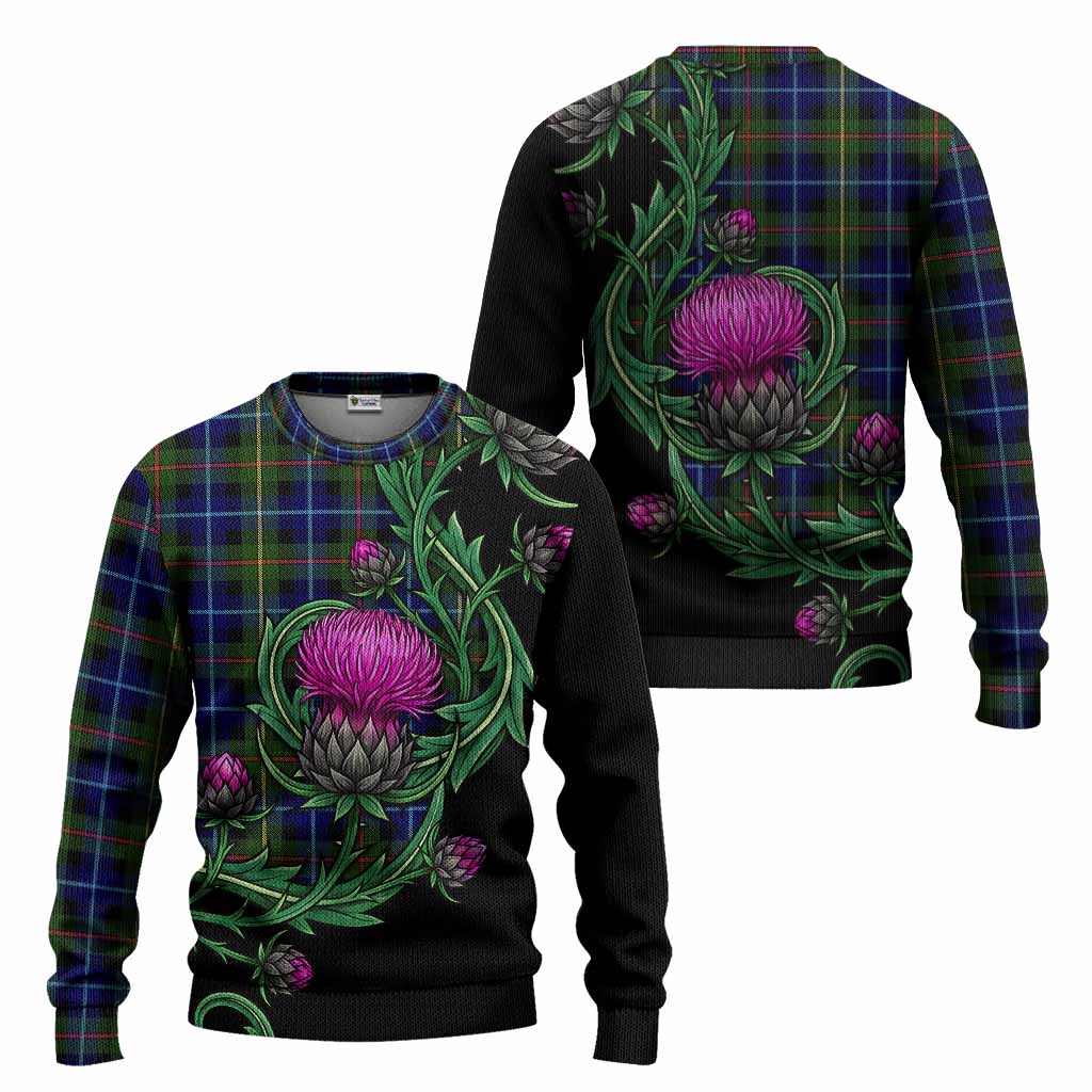 Smith Tartan Knitted Sweater Resilient Scottish Thistle - Tartan Vibes Clothing