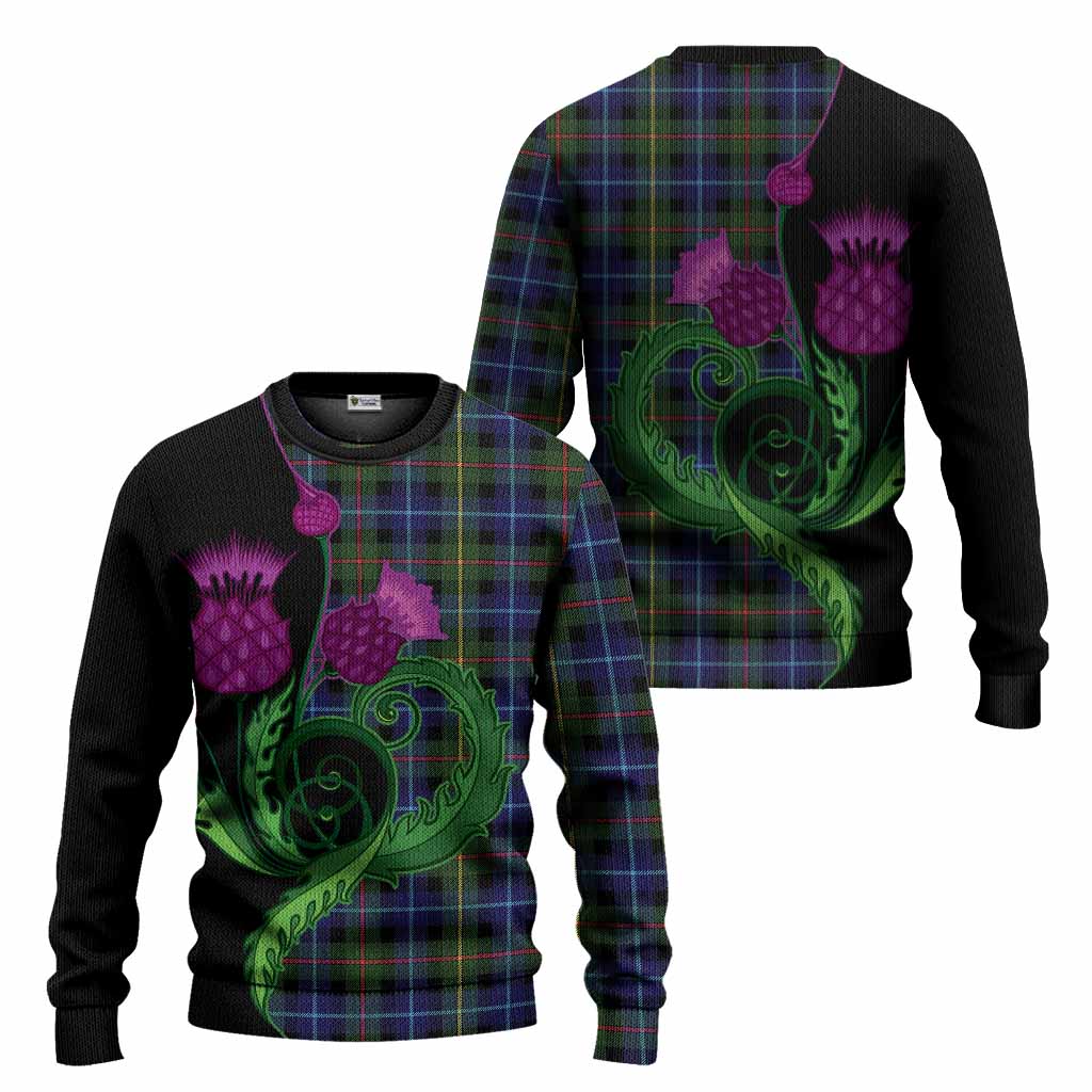 Smith Tartan Knitted Sweater Traditional Scottish Thistle