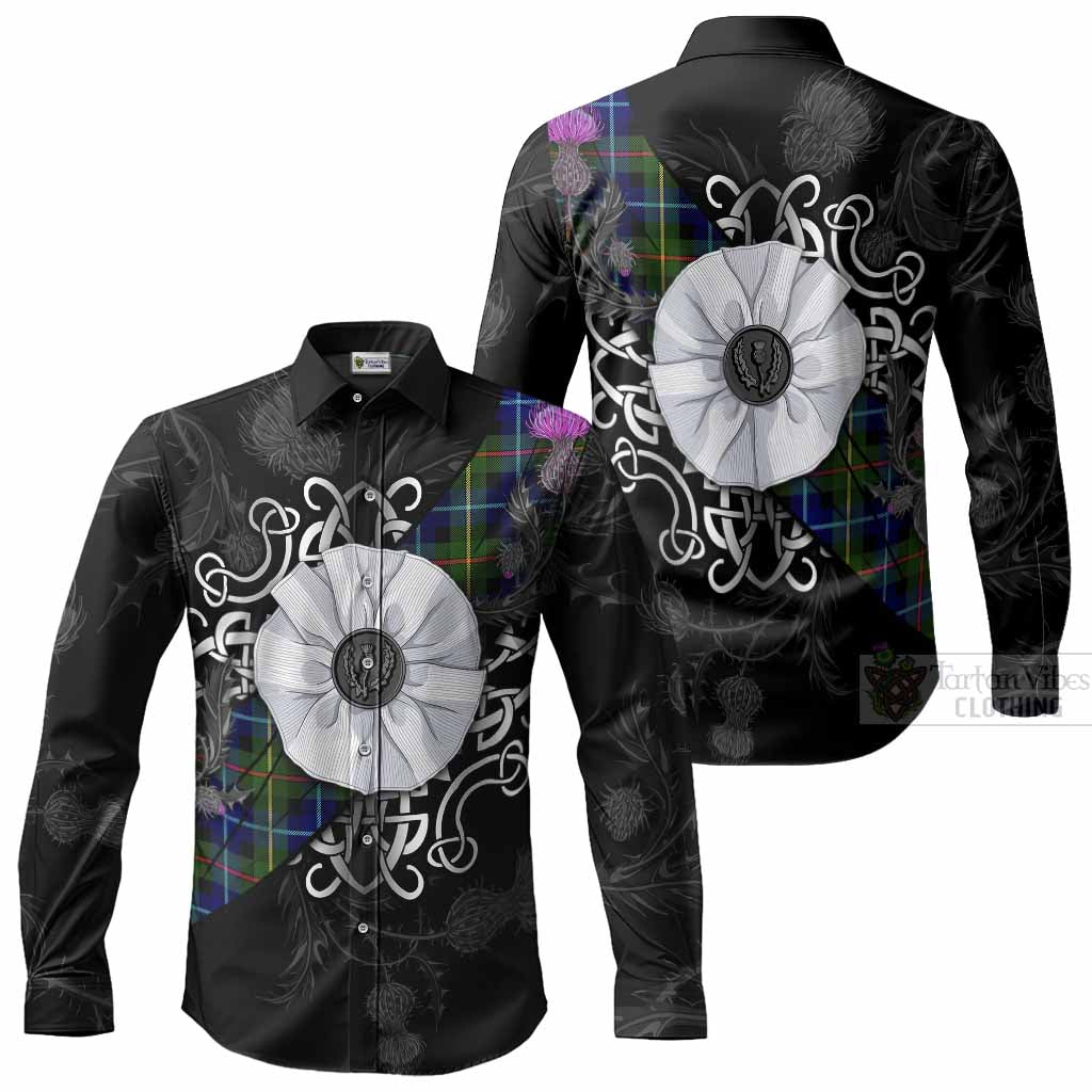 Smith Tartan Long Sleeve Button Shirts Jacobite White Rose Men's Shirt - Tartan Vibes Clothing