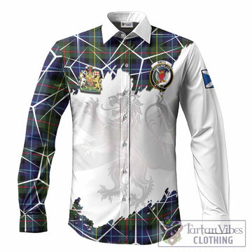 Smith Tartan Long Sleeve Button Shirts with Family Crest and Lion Rampant Grunge Style