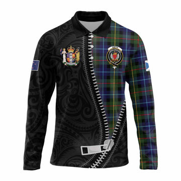 Smith Tartan Long Sleeve Polo Shirt New Zealand Pattern Unique Zipper Stylized
