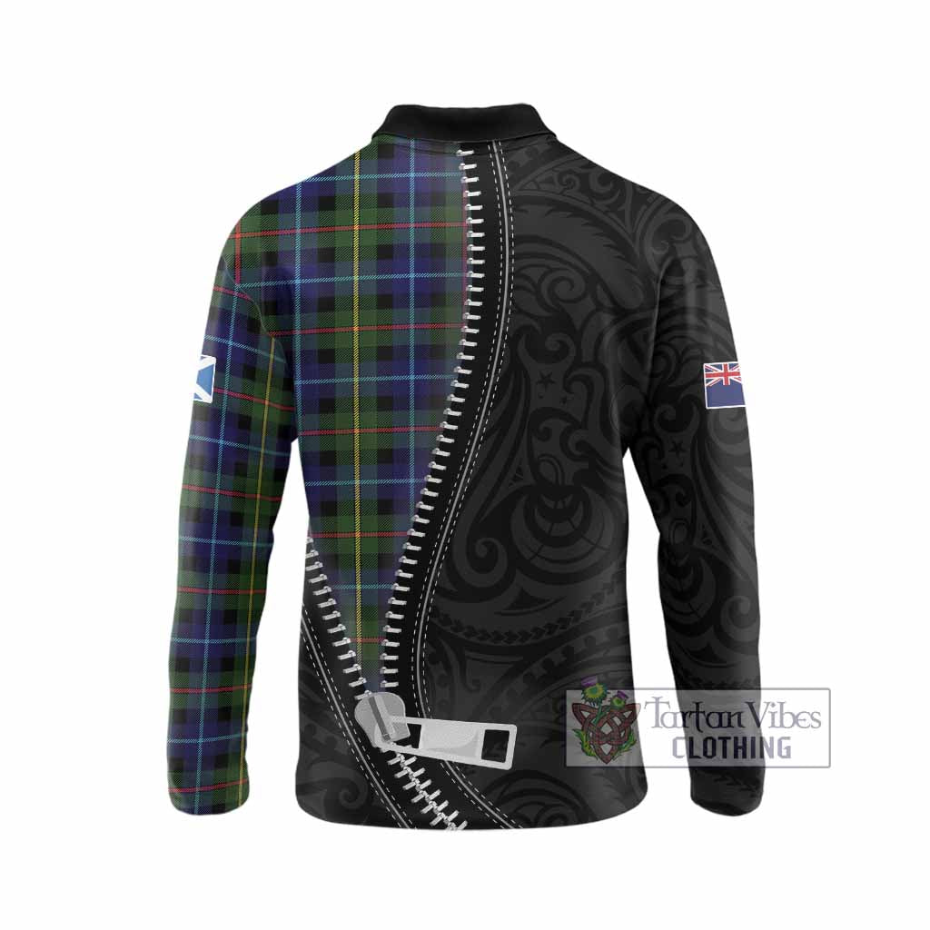 Smith Tartan Long Sleeve Polo Shirt New Zealand Pattern Unique Zipper Stylized