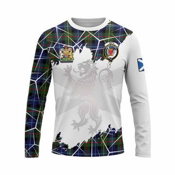 Smith Tartan Long Sleeve T-Shirt with Family Crest and Lion Rampant Grunge Style