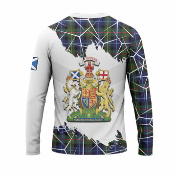 Smith Tartan Long Sleeve T-Shirt with Family Crest and Lion Rampant Grunge Style