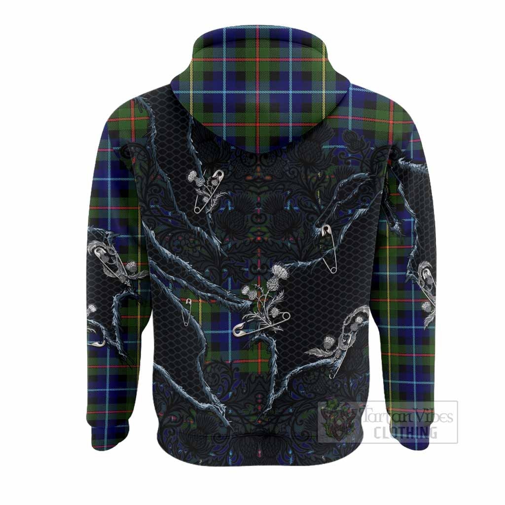 Smith Tartan Thistle Dark Gothic Hoodie - Tartan Vibes Clothing