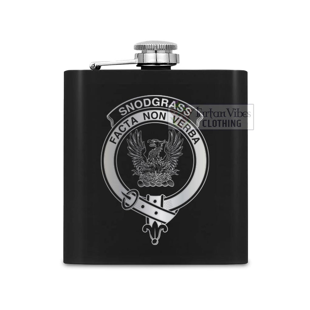 Snodgrass Crest Hip Flask Set 7oz Black Stainless Steel with A Gift Box One Size 7oz - 2D-tartanvibesclothing