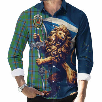 Snodgrass Tartan Family Crest Long Sleeve Button Shirt with Scottish Majestic Lion Men's Shirt S - Tartan Vibes Clothing