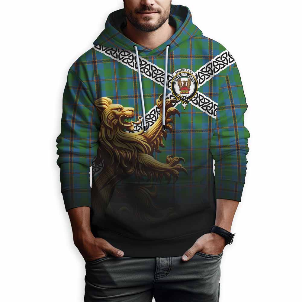 Snodgrass Crest Tartan Hoodie with Golden Lion Emblem Celtic Style Pullover Hoodie - Tartan Vibes Clothing