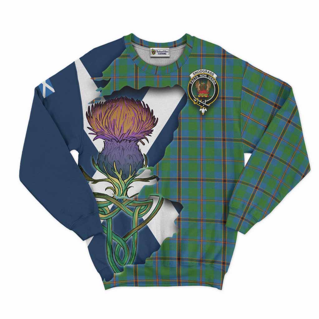 Tartan Vibes Clothing Snodgrass Tartan Family Crest Sweatshirt Scottish Thistle Celtic Inspired