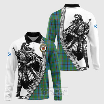 Snodgrass Tartan Clan Crest Long Sleeve Polo Shirt with Highlander Warrior Celtic Style Unisex - Tartan Vibes Clothing