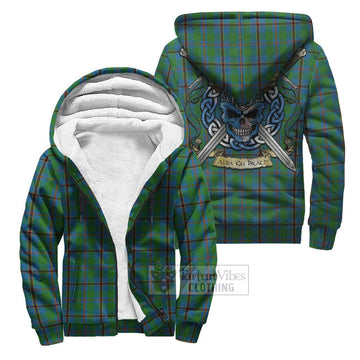 Snodgrass Tartan Sherpa Hoodie with Family Crest Celtic Skull Style Unisex S - Tartan Vibes Clothing