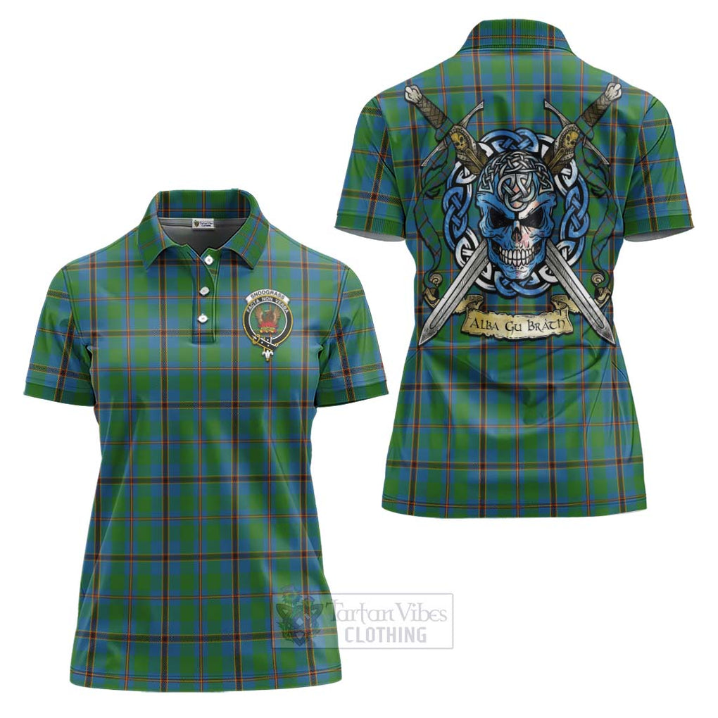 Snodgrass Tartan Women's Polo Shirt with Family Crest Celtic Skull Style Women - Tartan Vibes Clothing