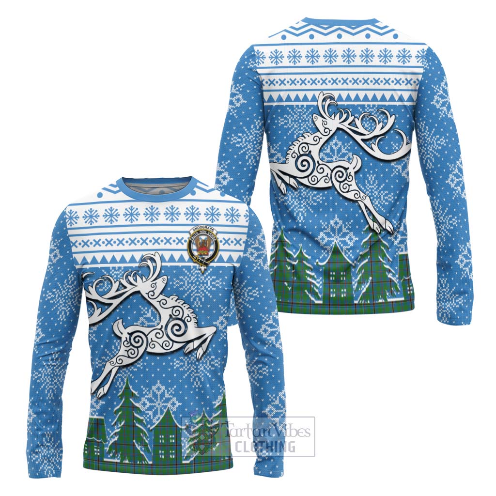 Snodgrass Clan Christmas Long Sleeve T-Shirt Celtic Reindeer Style Unisex - Tartan Vibes Clothing