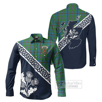 Snodgrass Tartan Long Sleeve Button Shirt Featuring Thistle and Scotland Map Men's Shirt S - Tartan Vibes Clothing