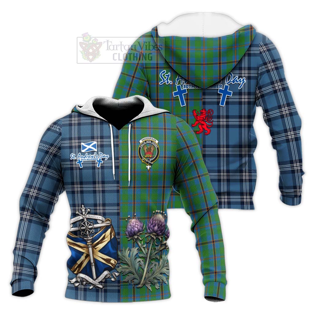 Snodgrass Tartan Knitted Hoodie Happy St. Andrew's Day Half Tartan Style Unisex Knitted Pullover Hoodie - Tartan Vibes Clothing