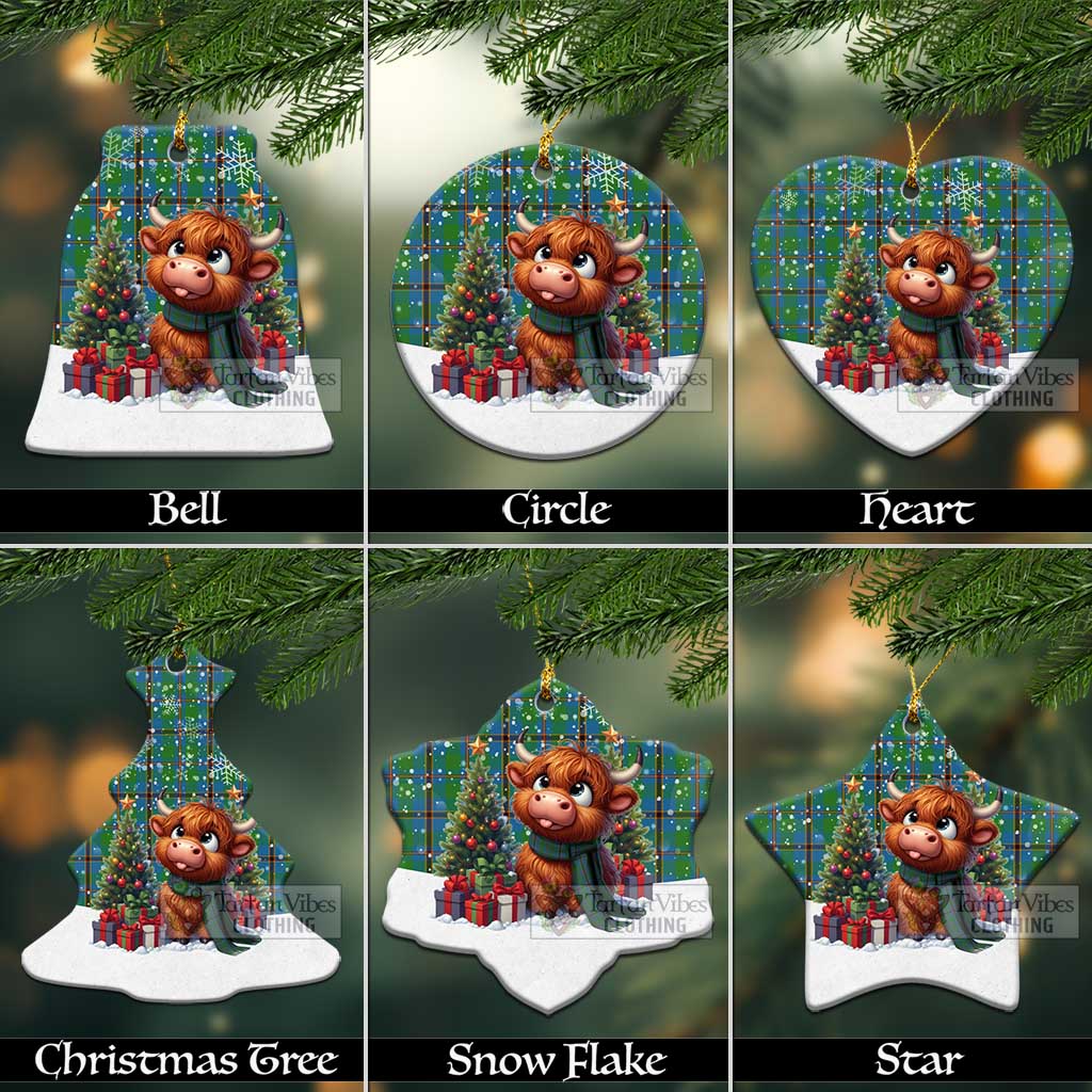 Snodgrass Tartan Christmas Ceramic Ornament with Adorable Highland Coo Ceramic - Tartan Vibes Clothing
