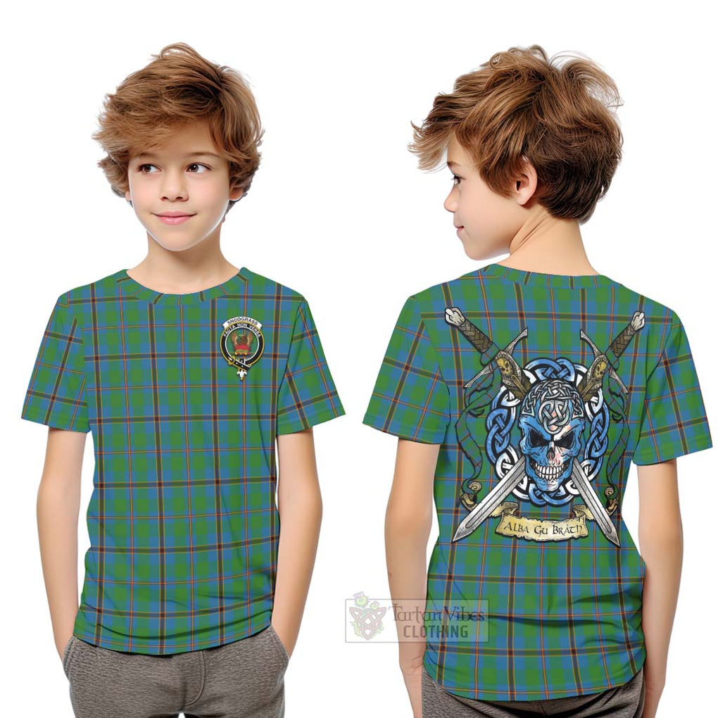 Snodgrass Tartan Kid T-Shirt with Family Crest Celtic Skull Style Youth XL Size14 - Tartan Vibes Clothing