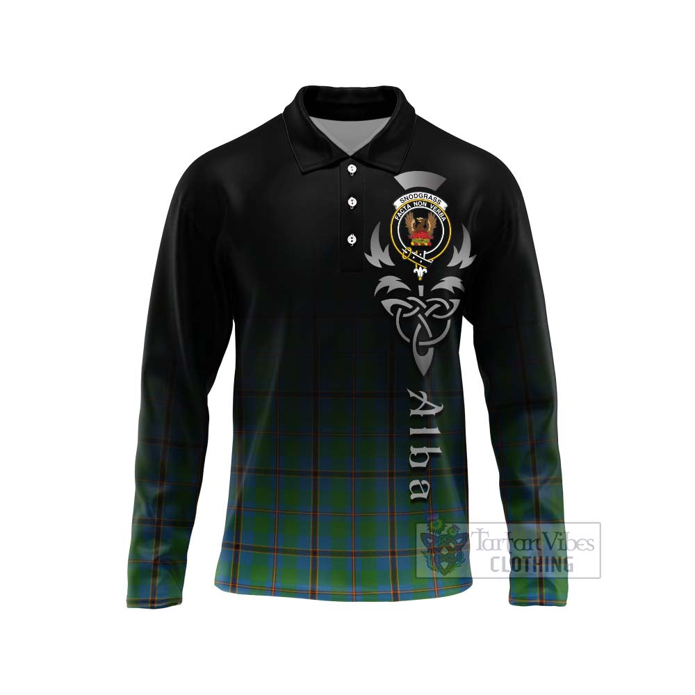 Snodgrass Tartan Long Sleeve Polo Shirt Featuring Alba Gu Brath Family Crest Celtic Inspired Unisex - Tartan Vibes Clothing