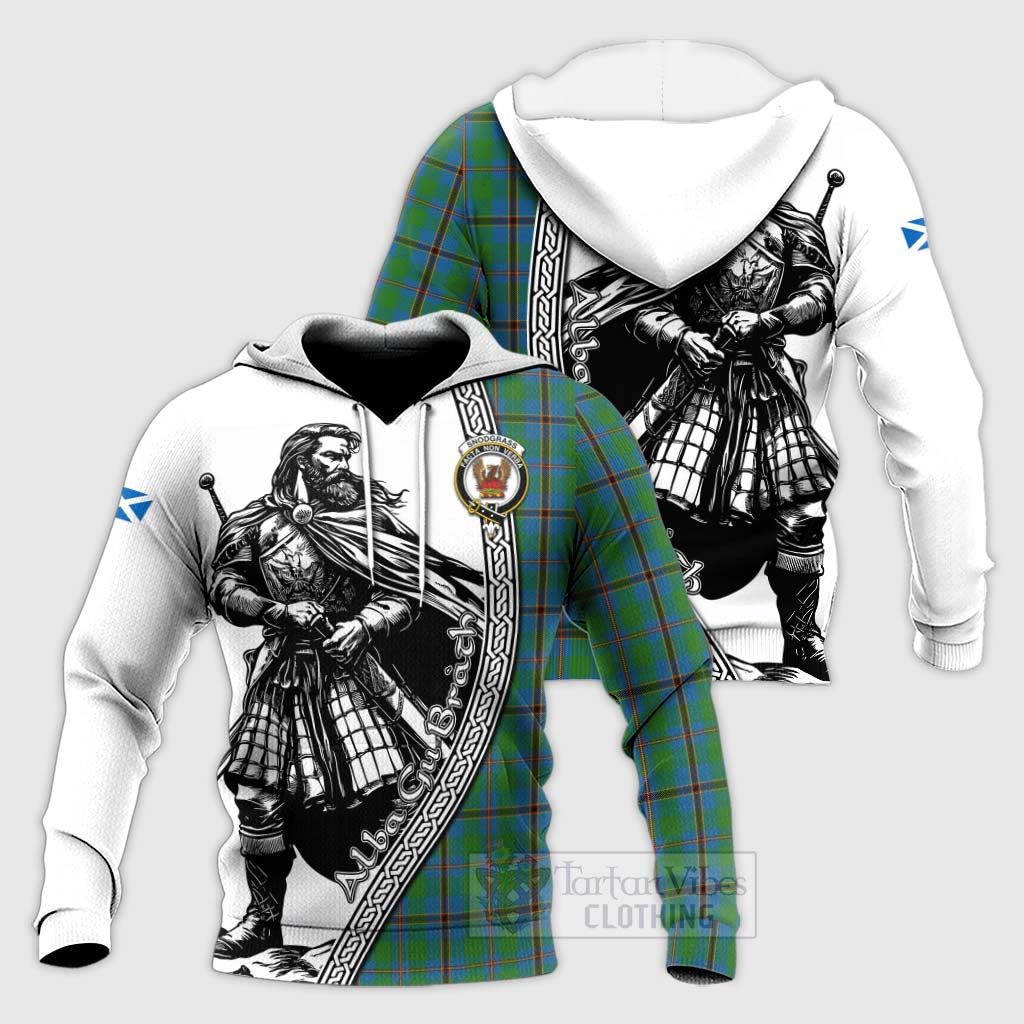 Snodgrass Tartan Clan Crest Knitted Hoodie with Highlander Warrior Celtic Style Unisex Knitted Pullover Hoodie - Tartan Vibes Clothing