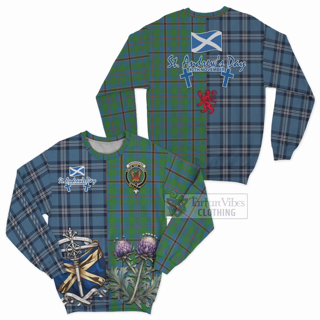 Snodgrass Tartan Sweatshirt Happy St. Andrew's Day Half Tartan Style Unisex - Tartan Vibes Clothing