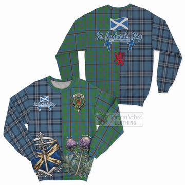 Snodgrass Tartan Sweatshirt Happy St. Andrew's Day Half Tartan Style Unisex - Tartan Vibes Clothing