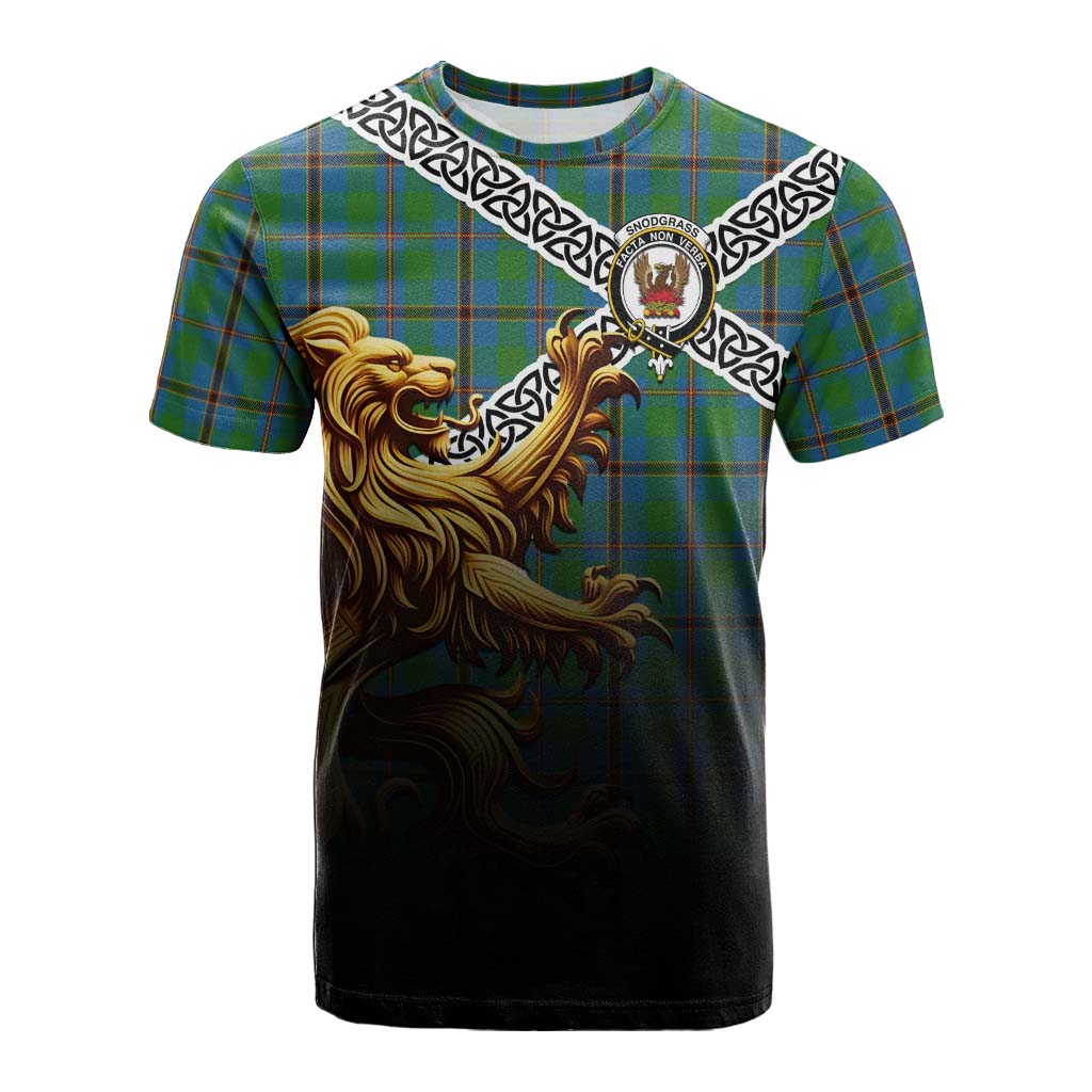 Snodgrass Crest Tartan Cotton T-shirt with Golden Lion Emblem Celtic Style Kid's Shirt - Tartan Vibes Clothing