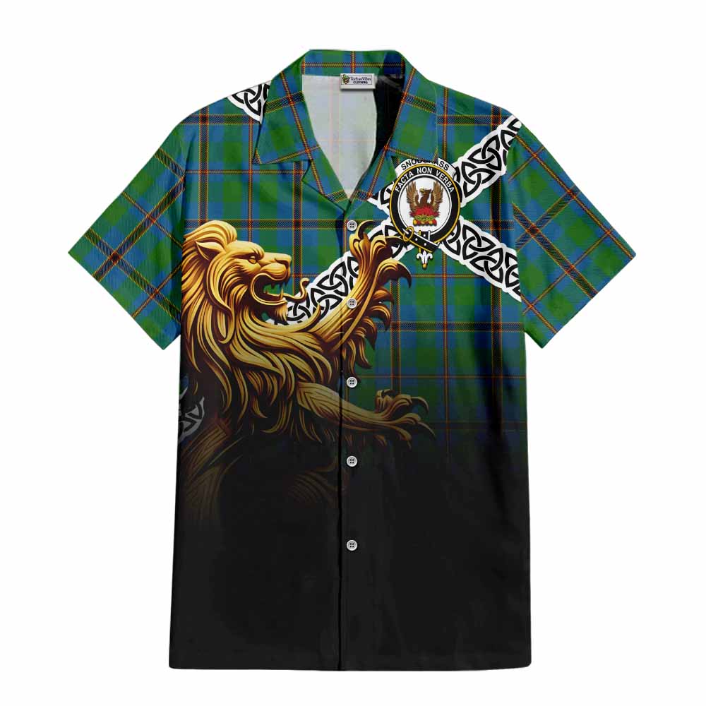 Snodgrass Crest Tartan Hawaiian Shirt with Golden Lion Emblem Celtic Style Kid - Tartan Vibes Clothing
