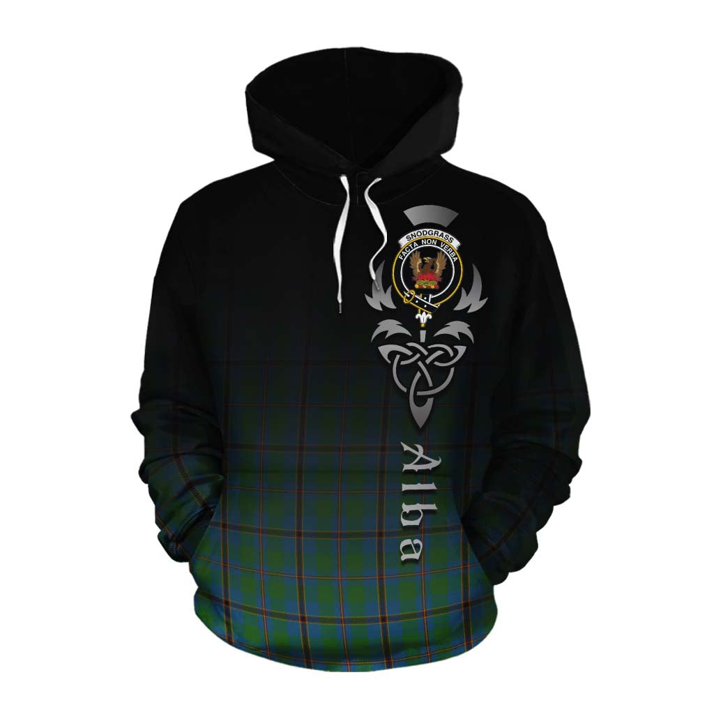 Tartan Vibes Clothing Snodgrass Tartan Cotton Hoodie Featuring Alba Gu Brath Family Crest Celtic Inspired