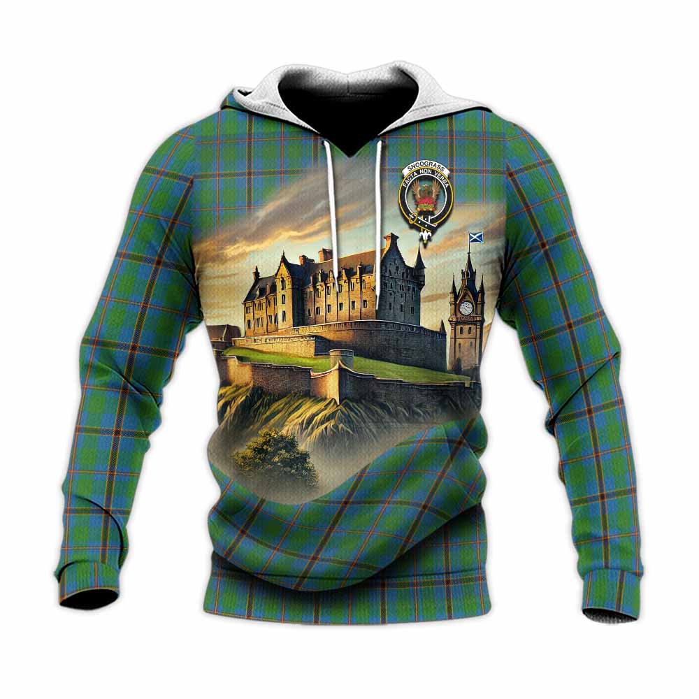 Snodgrass Tartan Family Crest Knitted Hoodie with Scottish Ancient Castle Style Unisex Knitted Pullover Hoodie - Tartan Vibes Clothing