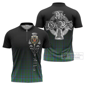 Snodgrass Tartan Zipper Polo Shirt Featuring Alba Gu Brath Family Crest Celtic Inspired Unisex - Tartan Vibes Clothing