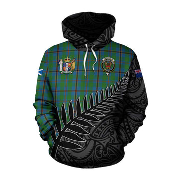 Snodgrass Crest Tartan Cotton Hoodie with New Zealand Silver Fern Half Style Pullover Hoodie XS - Tartan Vibes Clothing