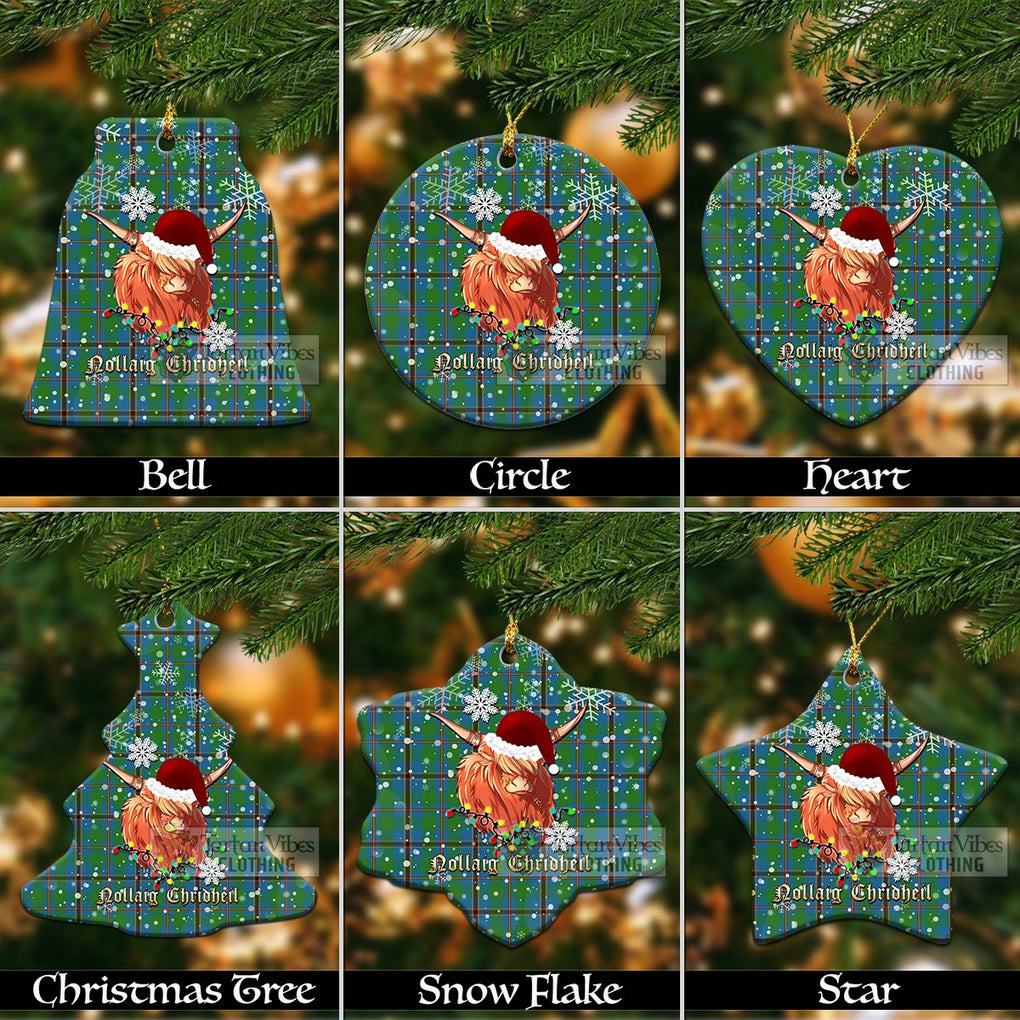 Snodgrass Tartan Christmas Ceramic Ornaments with Twinkle Highland Cattle Ceramic - Tartan Vibes Clothing